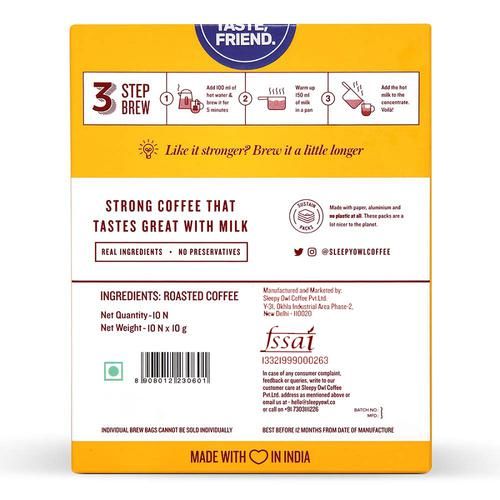 Sleepy Owl Hot Brew Latte Bags - High Quality Arabica Beans Blend, 100 g (10 bags x 10 g each)-2.webp